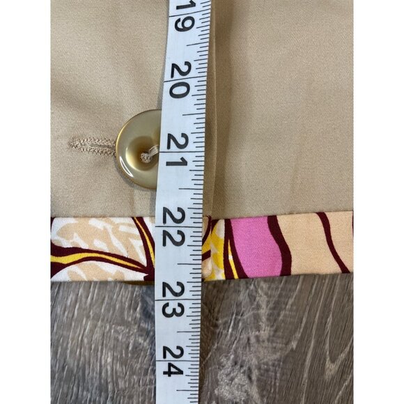 Harve Benard Khaki Buttoned Safari Colorful Detail Jacket Sz 8 - Picture 10 of 10